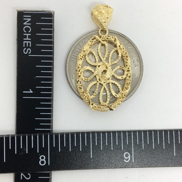 14K Yellow Gold Filigree Pendant - Picture 6 of 6